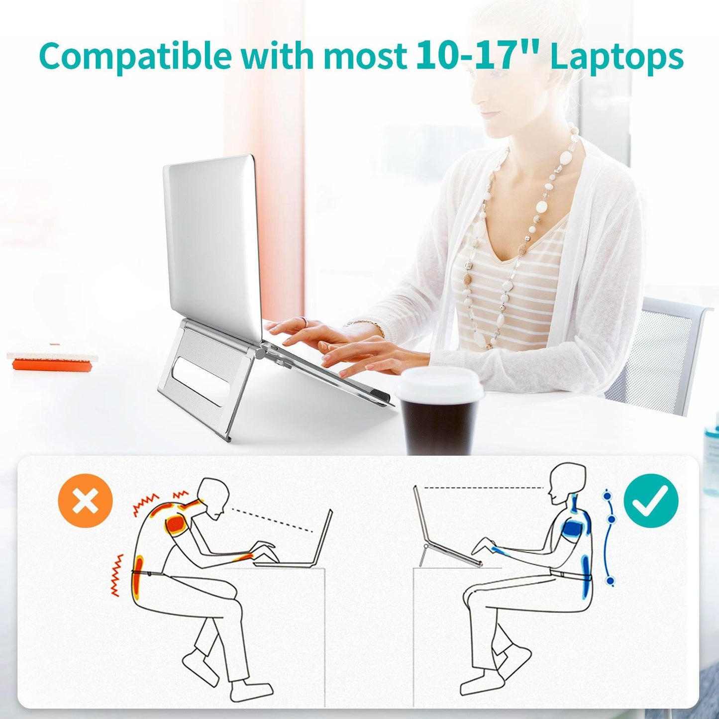 NNEIDS Foldable Laptop Stand - Aluminum Alloy Silver
