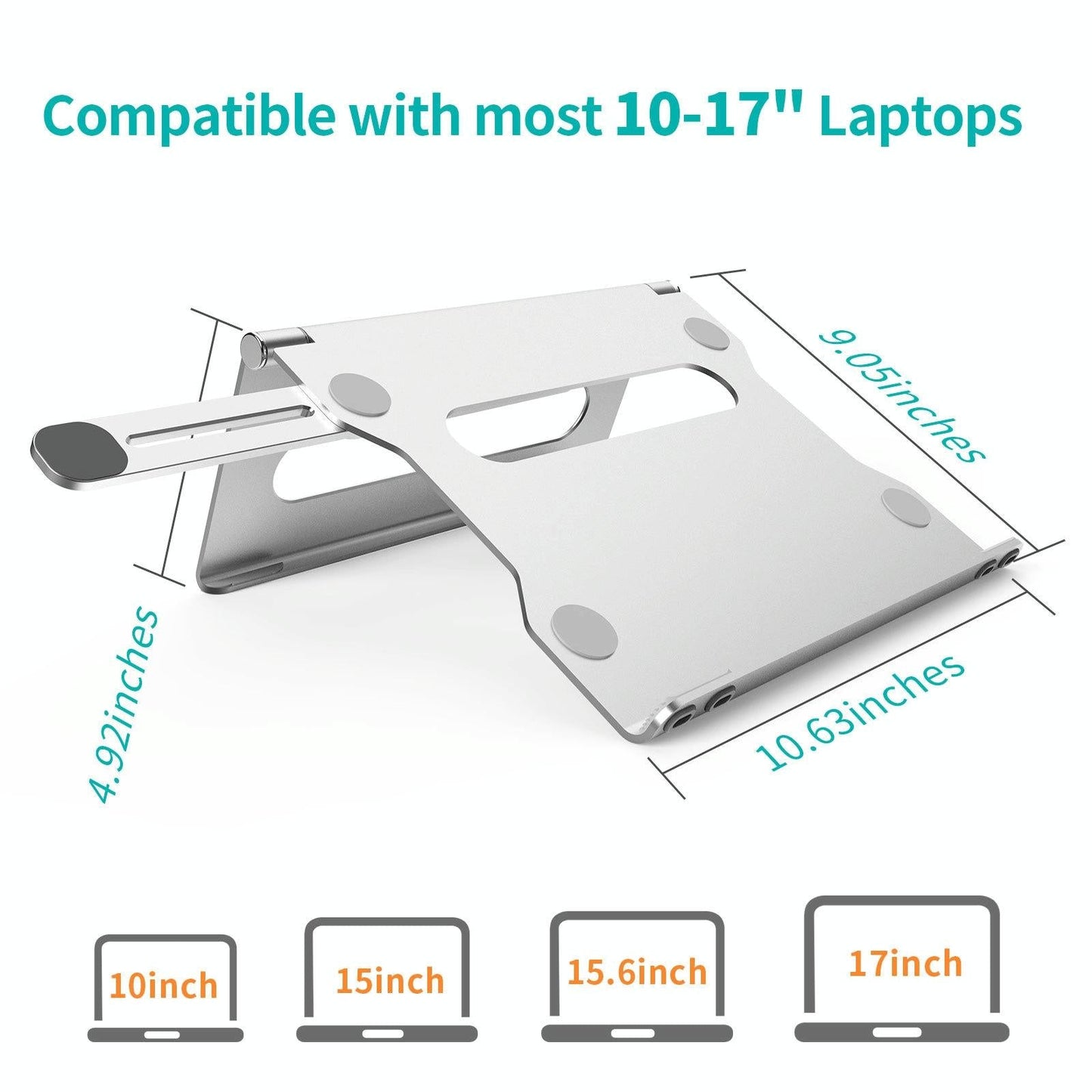 NNEIDS Foldable Laptop Stand - Aluminum Alloy Silver