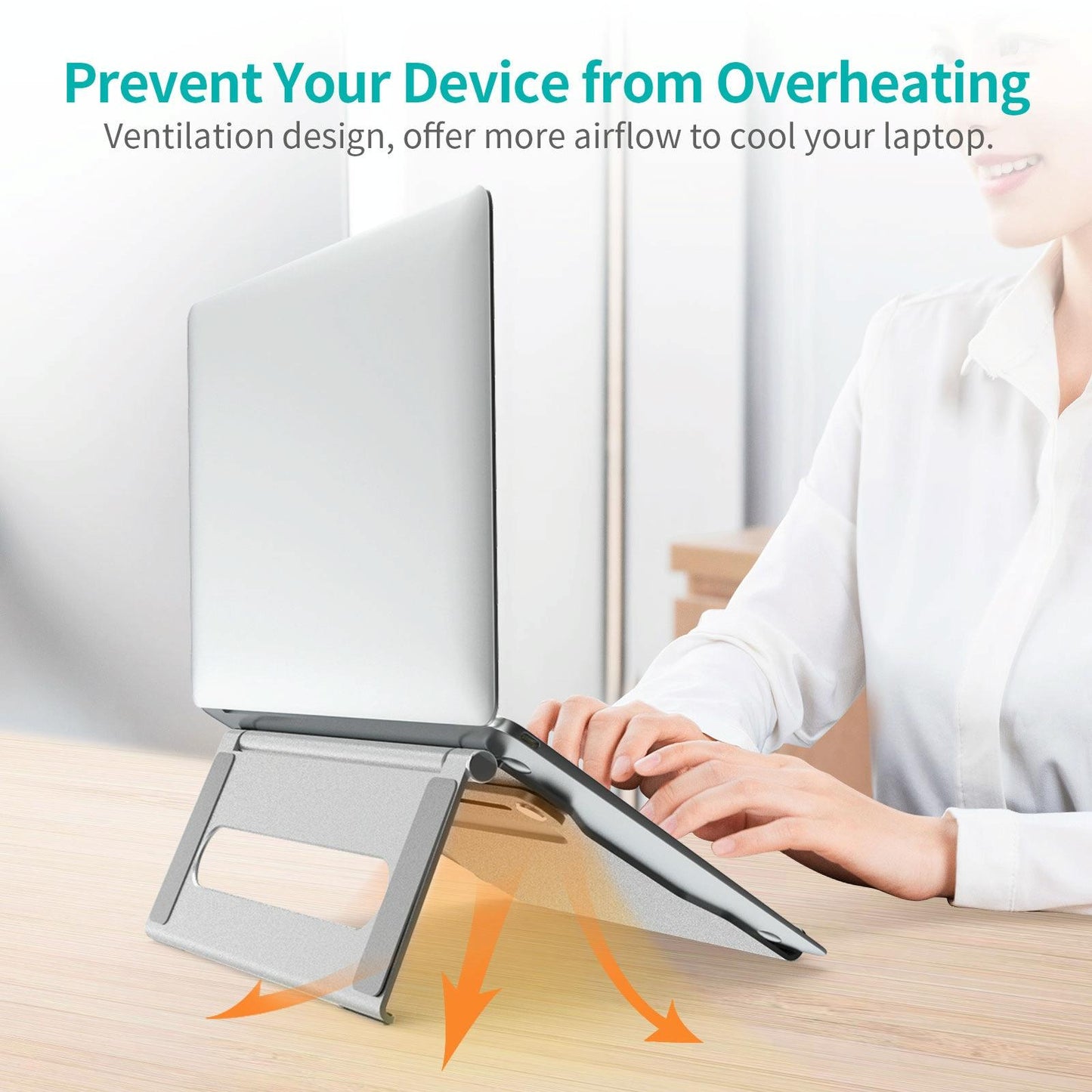 NNEIDS Foldable Laptop Stand - Aluminum Alloy Silver