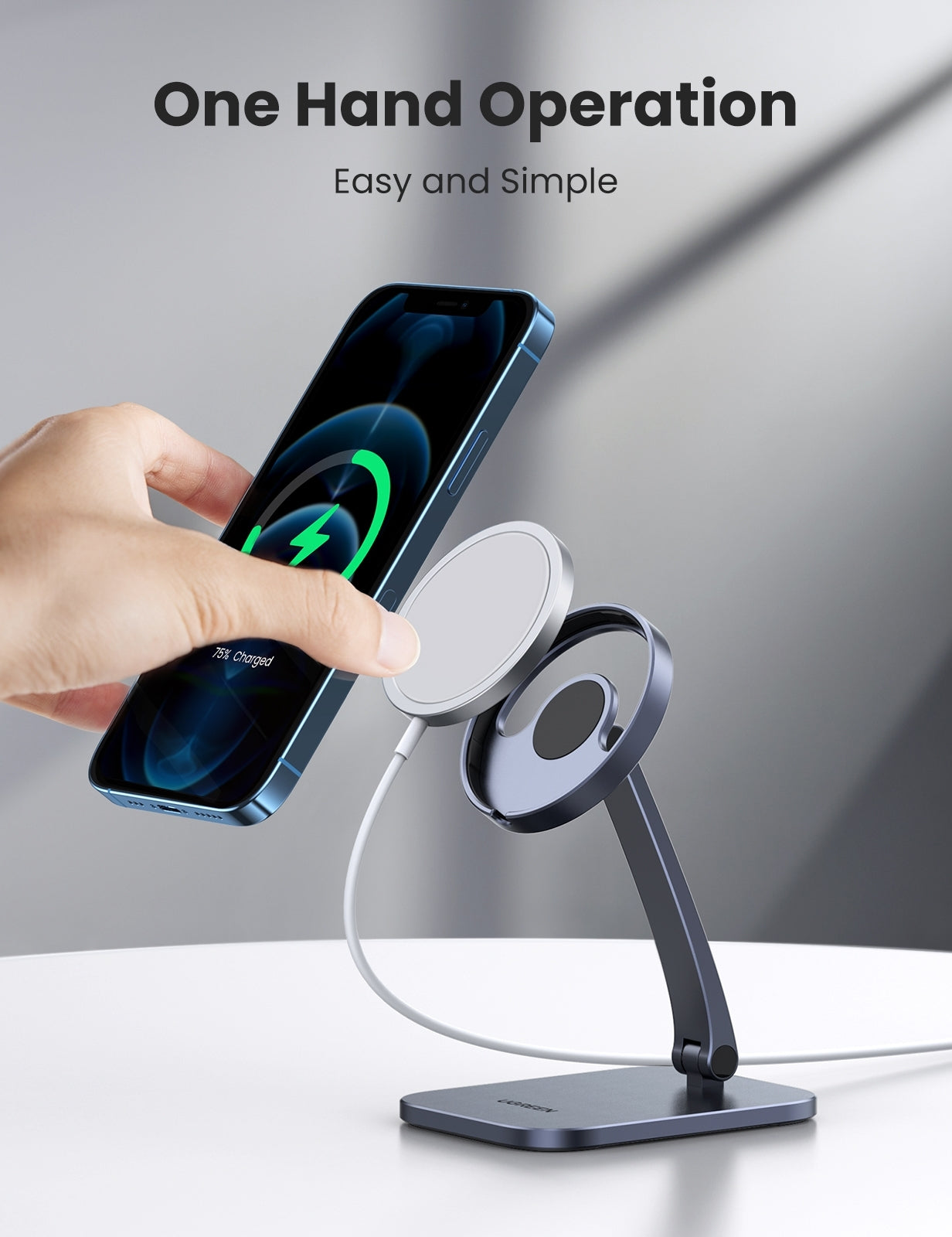 NNEDSZ 40290 Desk Adjustable and Foldable Aluminum Magsafe Charging Stand