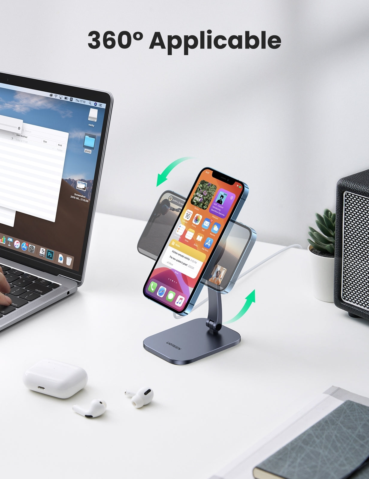 NNEDSZ 40290 Desk Adjustable and Foldable Aluminum Magsafe Charging Stand